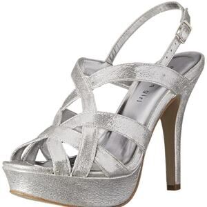 Madden Girl Lillyyyy US 9M Platform Sandals Silver Metallic Dressy 4” High Heels